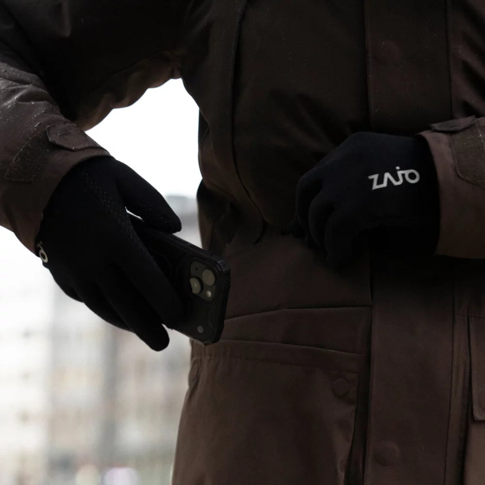 Amiko Fleece Gloves — Grey Navy