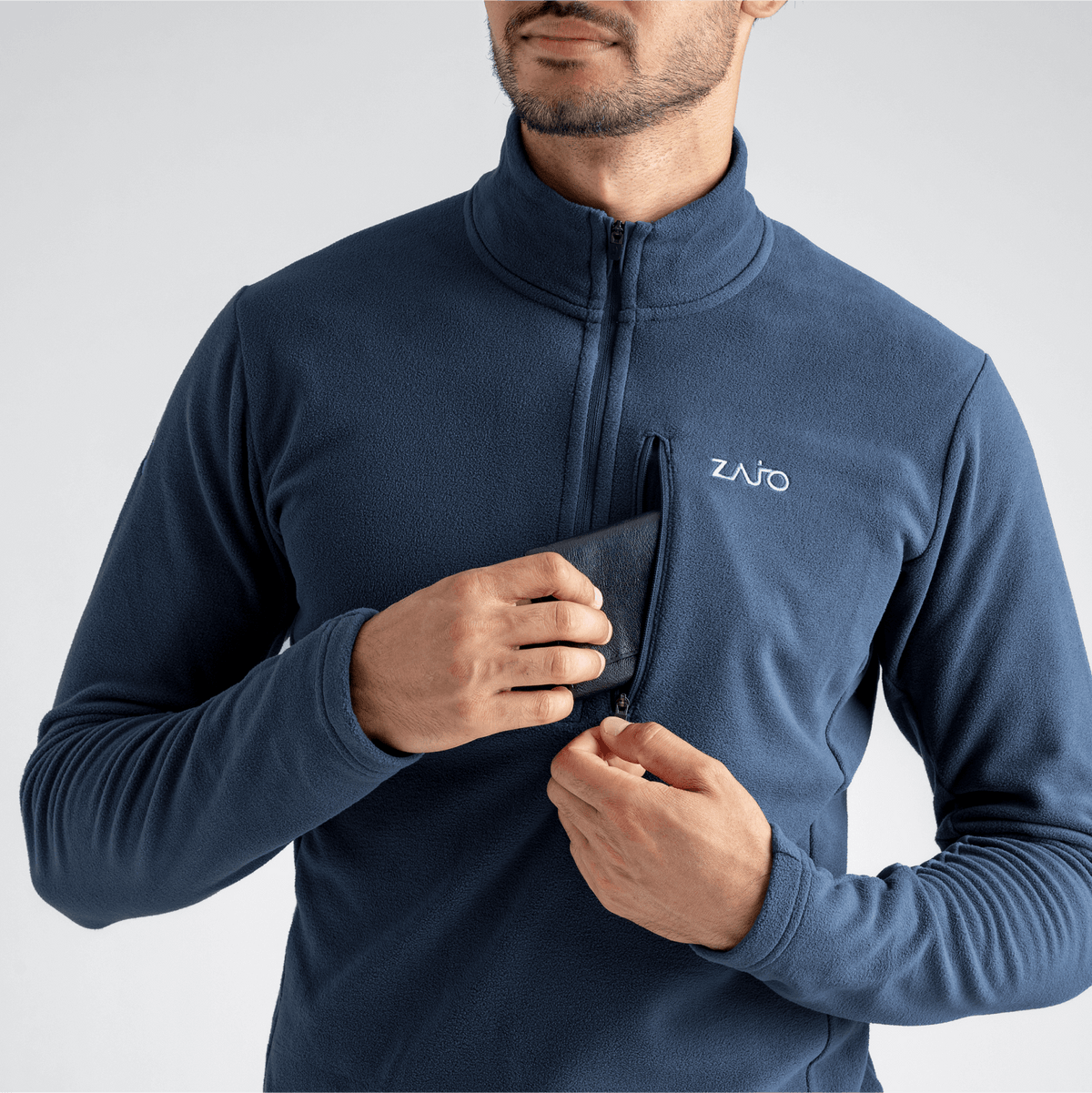 Auro Men's Fleece Zip Top — Dark Navy