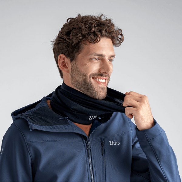 Senti Merino Neckwarmer — Grey Navy